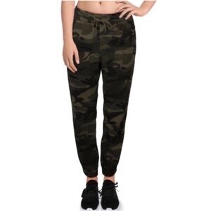 Aqua Black and Green Camouflage Print Jogger Pants Size XS